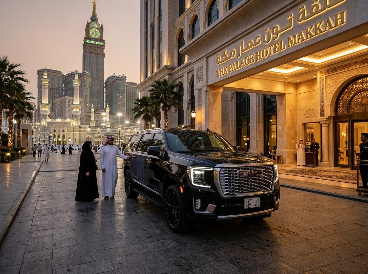 Private GMC transfer for Umrah pilgrims from Jeddah airport to Makkah